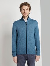 Strickjacke in Melange-Optik - Männer - teal snow pine heather Strickjacke in Melange-Optik - Männer - teal snow pine heather - 1 - TOM TAILOR