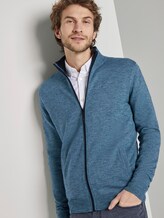 Strickjacke in Melange-Optik - Männer - teal snow pine heather Strickjacke in Melange-Optik - Männer - teal snow pine heather - 5 - TOM TAILOR