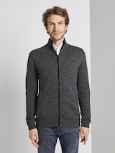 Strickjacke in Melange-Optik - Männer - black snow pine heather Strickjacke in Melange-Optik - Männer - black snow pine heather - 1 - TOM TAILOR