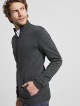 Strickjacke in Melange-Optik - Männer - black snow pine heather Strickjacke in Melange-Optik - Männer - black snow pine heather - 5 - TOM TAILOR