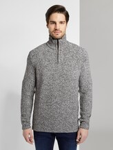 Trui met Troyer-kraag - Mannen - black light grey white mouline Trui met Troyer-kraag - Mannen - black light grey white mouline - 1 - TOM TAILOR