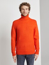 Rollkragenpullover mit Strickmuster - Männer - caramel orange Rollkragenpullover mit Strickmuster - Männer - caramel orange - 1 - TOM TAILOR