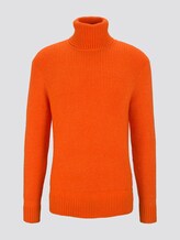 Rollkragenpullover mit Strickmuster - Männer - caramel orange Rollkragenpullover mit Strickmuster - Männer - caramel orange - 7 - TOM TAILOR