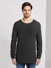 Trui met gebreid patroon - Mannen - black anthra grey mouline Trui met gebreid patroon - Mannen - black anthra grey mouline - 1 - TOM TAILOR