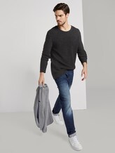 Trui met gebreid patroon - Mannen - black anthra grey mouline Trui met gebreid patroon - Mannen - black anthra grey mouline - 3 - TOM TAILOR