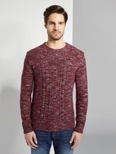 Pullover mit Zopfmuster - Männer - berry space dye Pullover mit Zopfmuster - Männer - berry space dye - 1 - TOM TAILOR