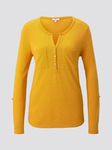 Shirt with Henley neckline - Women - Merigold Yellow Shirt with Henley neckline - Women - Merigold Yellow - 7 - TOM TAILOR