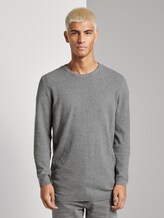 Gebreide trui met een fijne structuur - Mannen - Heather Grey Melange Gebreide trui met een fijne structuur - Mannen - Heather Grey Melange - 1 - TOM TAILOR Denim