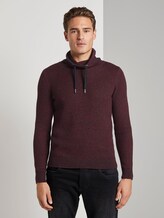 Strukturierter Hoodie - Männer - navy red mouline structure Strukturierter Hoodie - Männer - navy red mouline structure - 1 - TOM TAILOR