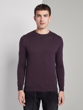 gestreifter Pullover - Männer - burgundy fine stripe gestreifter Pullover - Männer - burgundy fine stripe - 1 - TOM TAILOR