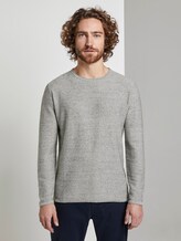 Strukturiertes Sweatshirt - Männer - off white grey heather melange Strukturiertes Sweatshirt - Männer - off white grey heather melange - 1 - TOM TAILOR