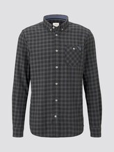 Vichy checked shirt - Men - black grey check Vichy checked shirt - Men - black grey check - 7 - TOM TAILOR