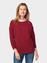 Pullover mit Streifenstruktur - Frauen - tile red Pullover mit Streifenstruktur - Frauen - tile red - 1 - TOM TAILOR