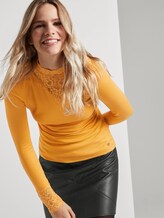 Long-sleeved shirt with lace insert - Women - Sunflower Long-sleeved shirt with lace insert - Women - Sunflower - 5 - TOM TAILOR Denim