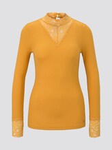 Long-sleeved shirt with lace insert - Women - Sunflower Long-sleeved shirt with lace insert - Women - Sunflower - 7 - TOM TAILOR Denim