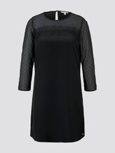 TOM TAILOR DENIM Damen Kleid mit Netzeinsatz, schwarz, Gr.M