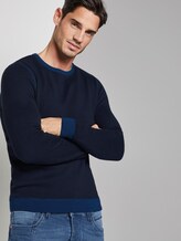 strukturierter Strickpullover - Männer - dark grey blue birdseye strukturierter Strickpullover - Männer - dark grey blue birdseye - 5 - TOM TAILOR