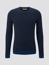 strukturierter Strickpullover - Männer - dark grey blue birdseye strukturierter Strickpullover - Männer - dark grey blue birdseye - 7 - TOM TAILOR