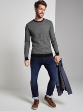 strukturierter Strickpullover - Männer - navy offwhite birdseye strukturierter Strickpullover - Männer - navy offwhite birdseye - 3 - TOM TAILOR