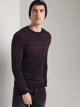striped knitted pullover - Men - burgundy mouline colourflow striped knitted pullover - Men - burgundy mouline colourflow - 5 - TOM TAILOR