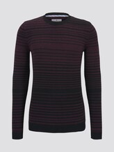 striped knitted pullover - Men - burgundy mouline colourflow striped knitted pullover - Men - burgundy mouline colourflow - 7 - TOM TAILOR