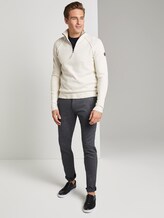 Knitted jumper with stand-up collar - Men - offwhite nep yarn Knitted jumper with stand-up collar - Men - offwhite nep yarn - 3 - TOM TAILOR