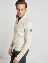 Knitted jumper with stand-up collar - Men - offwhite nep yarn Knitted jumper with stand-up collar - Men - offwhite nep yarn - 5 - TOM TAILOR
