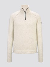 Knitted jumper with stand-up collar - Men - offwhite nep yarn Knitted jumper with stand-up collar - Men - offwhite nep yarn - 7 - TOM TAILOR