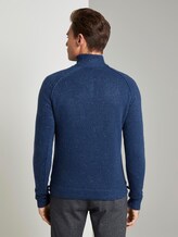 Strickpullover mit Stehkragen - Männer - dark blue nep yarn Strickpullover mit Stehkragen - Männer - dark blue nep yarn - 2 - TOM TAILOR
