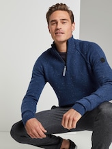 Strickpullover mit Stehkragen - Männer - dark blue nep yarn Strickpullover mit Stehkragen - Männer - dark blue nep yarn - 5 - TOM TAILOR