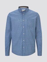 TOM TAILOR Herren Hemd mit Allover-Print, blau, Gr.XL