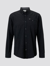 TOM TAILOR Herren Hemd mit Brusttasche, schwarz, unifarben, Gr.XL