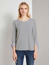 Langarmshirt mit Knotendetails - Frauen - black white stripe Langarmshirt mit Knotendetails - Frauen - black white stripe - 1 - TOM TAILOR