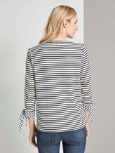Langarmshirt mit Knotendetails - Frauen - black white stripe Langarmshirt mit Knotendetails - Frauen - black white stripe - 2 - TOM TAILOR
