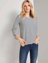 Langarmshirt mit Knotendetails - Frauen - black white stripe Langarmshirt mit Knotendetails - Frauen - black white stripe - 5 - TOM TAILOR