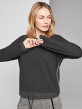 Long-sleeved shirt with drawstring - Women - black dotted fabric Long-sleeved shirt with drawstring - Women - black dotted fabric - 5 - TOM TAILOR