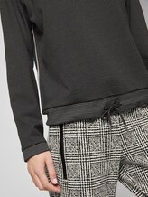 Long-sleeved shirt with drawstring - Women - black dotted fabric Long-sleeved shirt with drawstring - Women - black dotted fabric - 9 - TOM TAILOR
