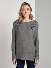 Langarmshirt mit Print - Frauen - alloy grey melange Langarmshirt mit Print - Frauen - alloy grey melange - 1 - TOM TAILOR