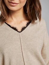 Pullover mit Spitzeneinsatz - Frauen - desert sand melange Pullover mit Spitzeneinsatz - Frauen - desert sand melange - 9 - TOM TAILOR