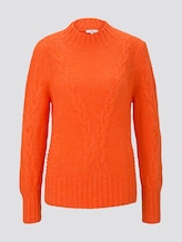 TOM TAILOR Damen Strukturiertes Sweatshirt, orange, unifarben, Gr.M