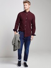 Hemd in Melange-Optik - Männer - burgundy melangy look Hemd in Melange-Optik - Männer - burgundy melangy look - 3 - TOM TAILOR