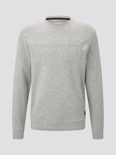 Sweater with chest pocket - Men - Middle Grey Melange Sweater with chest pocket - Men - Middle Grey Melange - 7 - TOM TAILOR