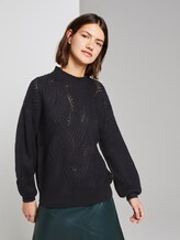 Strickpullover mit Ajour-Struktur - Frauen - Deep Black Strickpullover mit Ajour-Struktur - Frauen - Deep Black - 5 - TOM TAILOR Denim