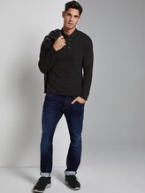 Langarm Jacquard-Poloshirt - Männer - Dark Greyish Black Langarm Jacquard-Poloshirt - Männer - Dark Greyish Black - 3 - TOM TAILOR