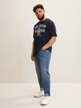 T-shirt with a logo print - Men - Knitted Navy T-shirt with a logo print - Men - Knitted Navy - 5 - Men Plus