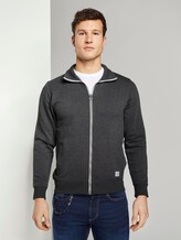 Sweatjacke mit Stehkragen - Männer - Black Grey Melange Sweatjacke mit Stehkragen - Männer - Black Grey Melange - 1 - TOM TAILOR