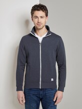 Sweatjacke mit Stehkragen - Männer - Washed Knitted Navy Melange Sweatjacke mit Stehkragen - Männer - Washed Knitted Navy Melange - 1 - TOM TAILOR