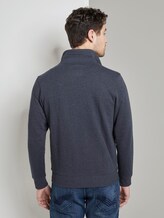 Sweatjacke mit Stehkragen - Männer - Washed Knitted Navy Melange Sweatjacke mit Stehkragen - Männer - Washed Knitted Navy Melange - 2 - TOM TAILOR