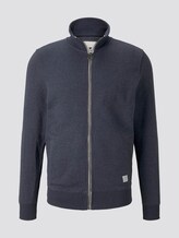 Sweatjacke mit Stehkragen - Männer - Washed Knitted Navy Melange Sweatjacke mit Stehkragen - Männer - Washed Knitted Navy Melange - 7 - TOM TAILOR