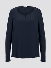 Long-sleeved shirt with V-opening - Women - Sky Captain Blue Long-sleeved shirt with V-opening - Women - Sky Captain Blue - 7 - TOM TAILOR